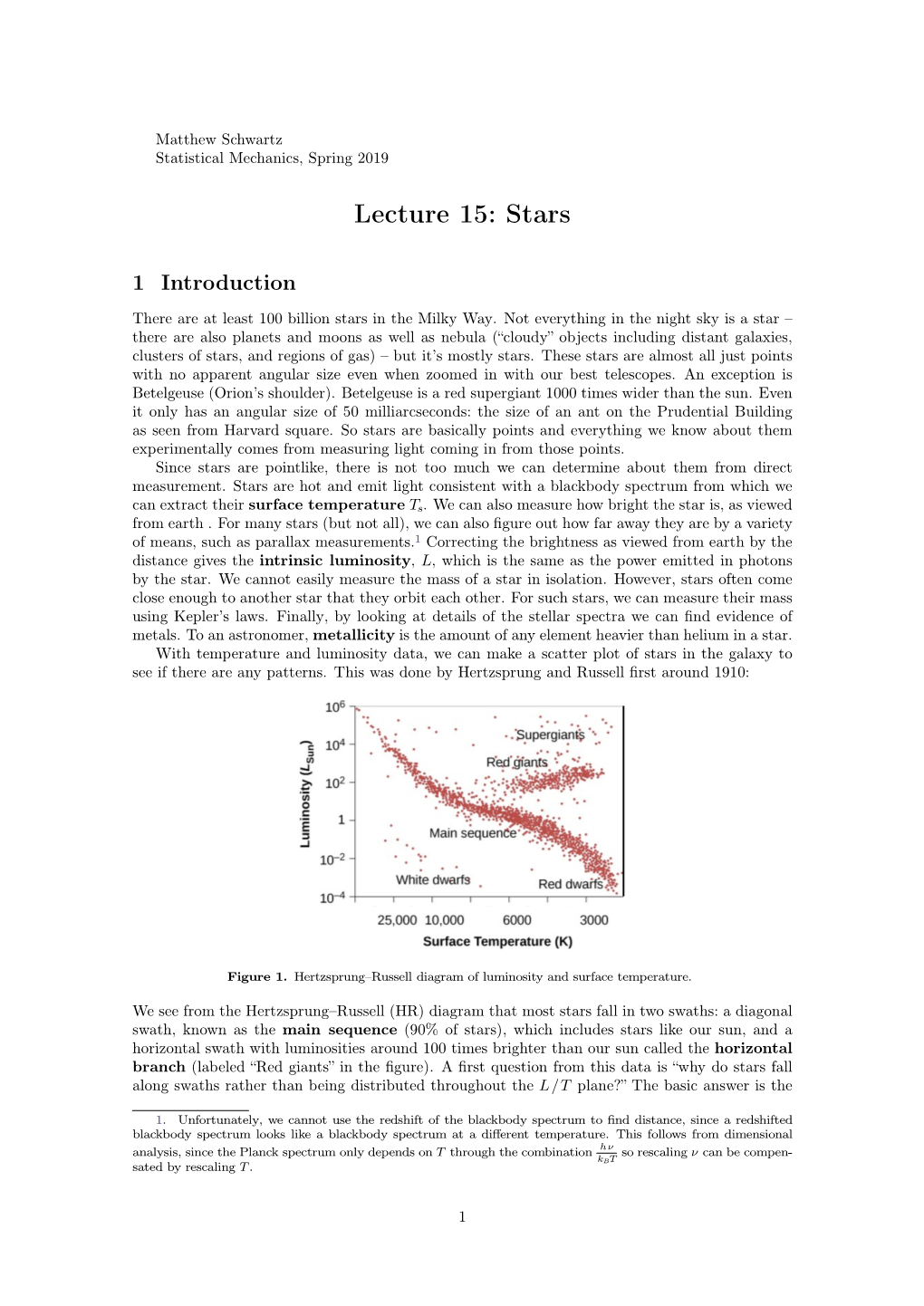 Lecture 15: Stars