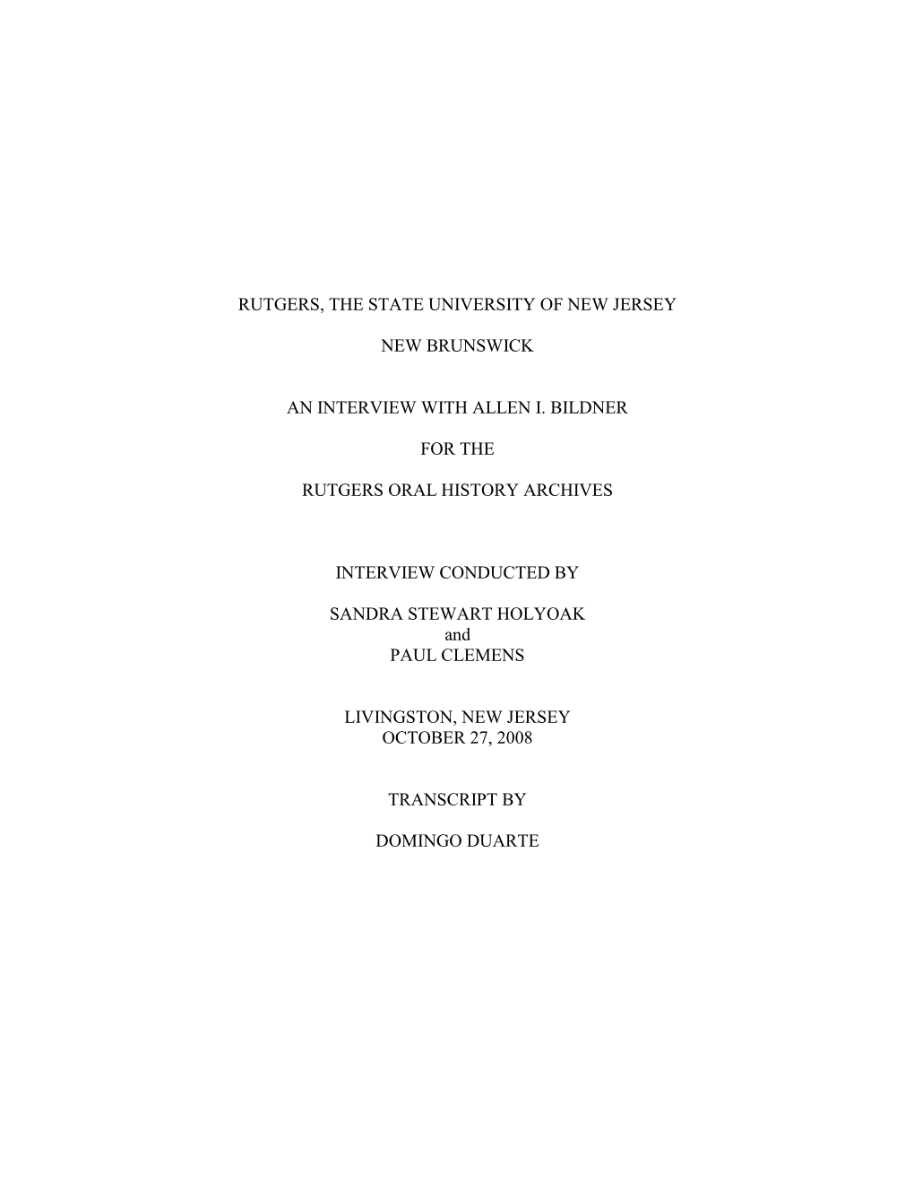 This Begins the 3Rd Session with Allen Bildner on October 27Th, 2008