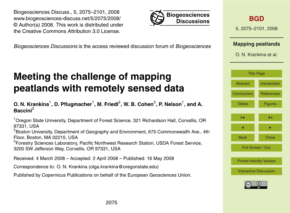 Mapping Peatlands O