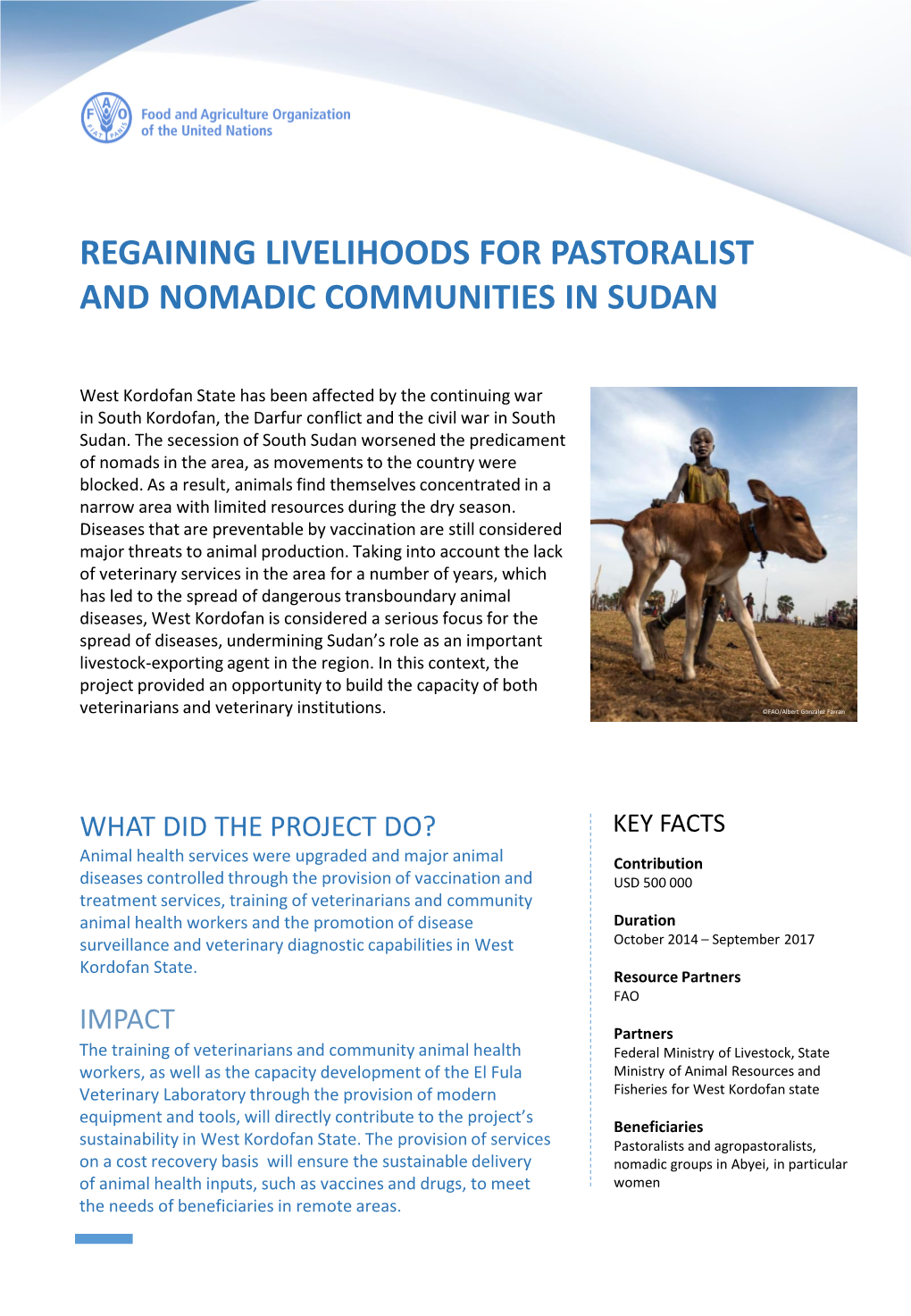 Regaining Livelihoods for Pastoralist and Nomadic Communities in Sudan