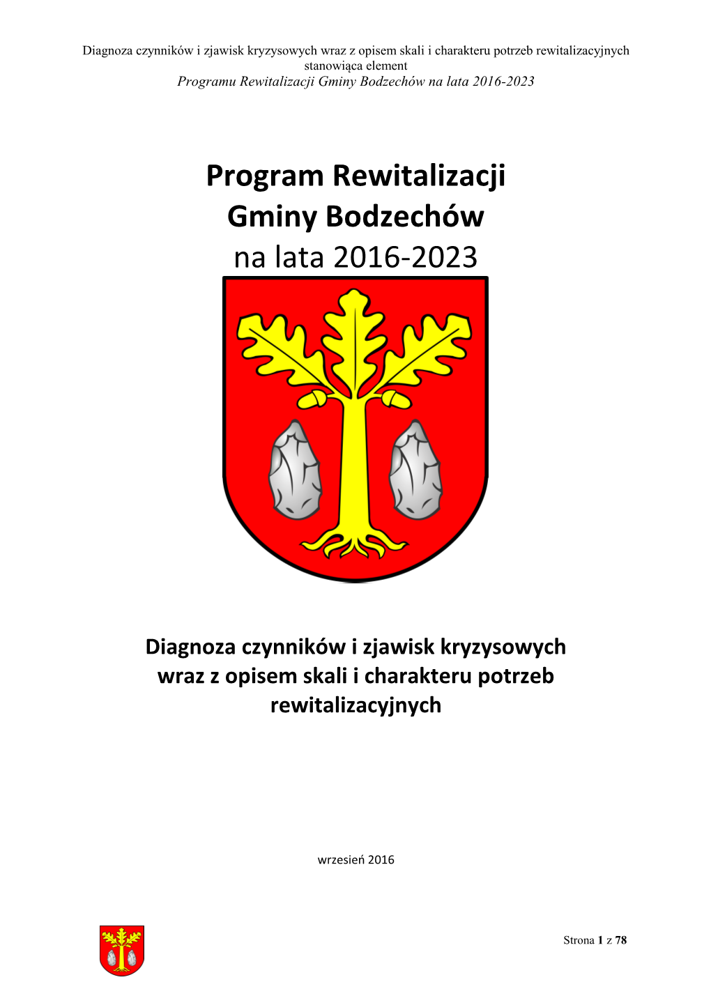 Program Rewitalizacji Gminy Bodzechów Na Lata 2016-2023