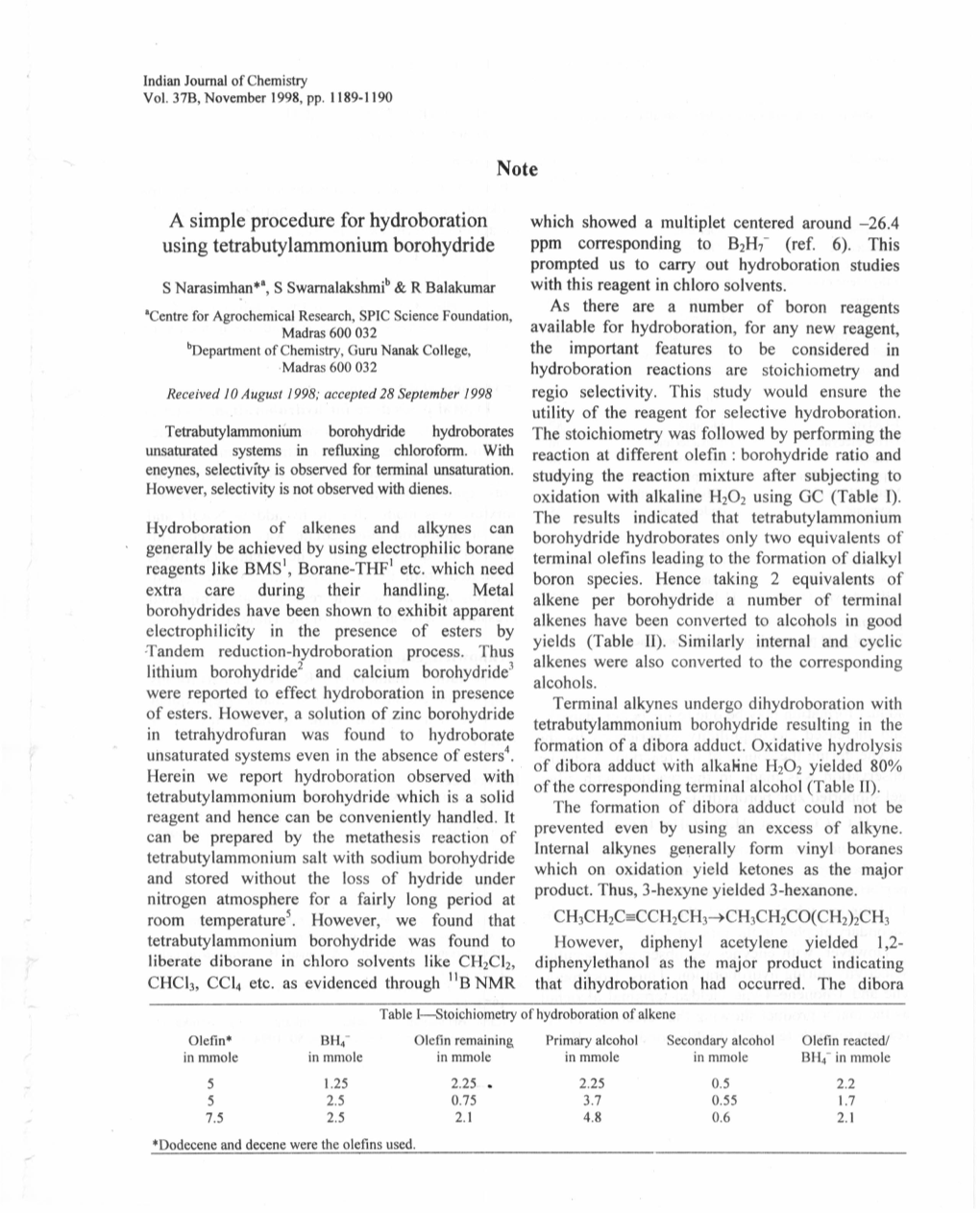 A Simple Procedure for Hydroboration Using Tetrabutylammonium