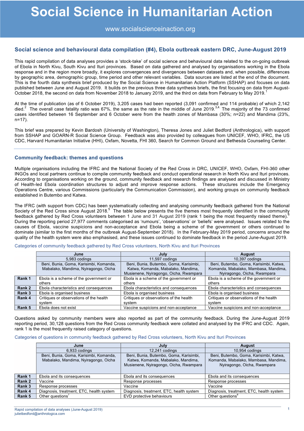 Social Science in Humanitarian Action