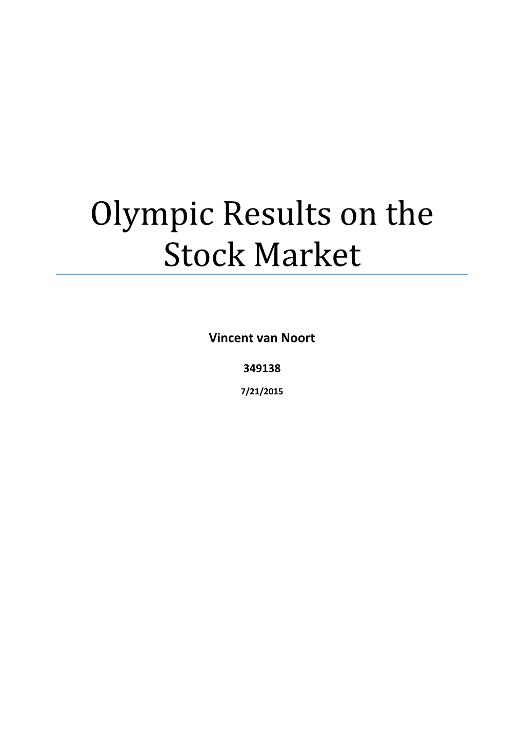 Olympic Results on the Stock Market