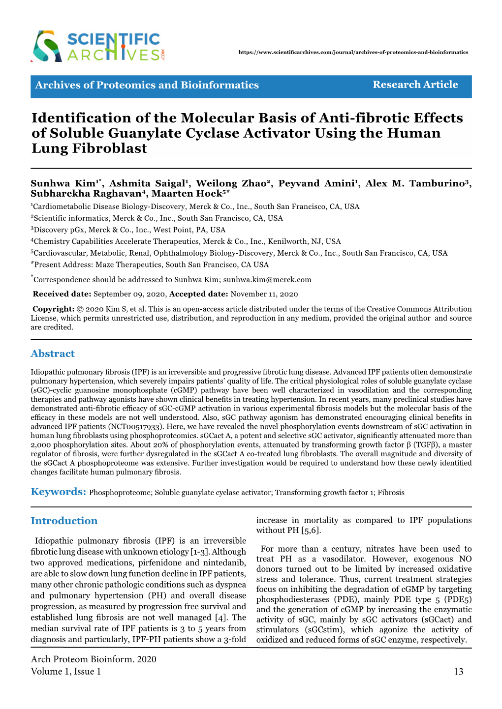 Identification of the Molecular Basis of Anti-Fibrotic Effects of Soluble Guanylate Cyclase Activator Using the Human Lung Fibroblast