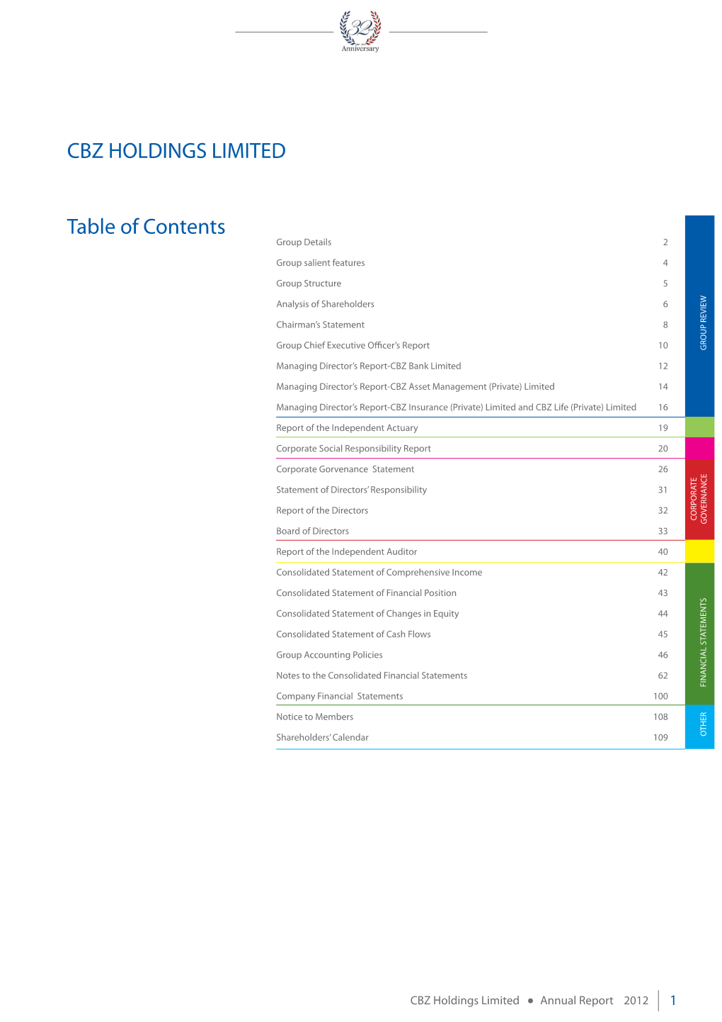 Table of Contents CBZ HOLDINGS LIMITED