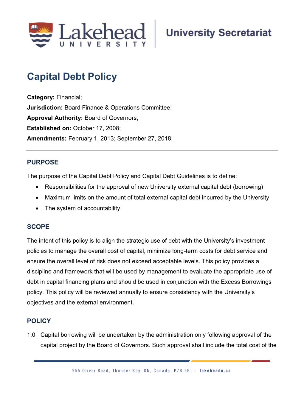 Capital Debt Policy;;