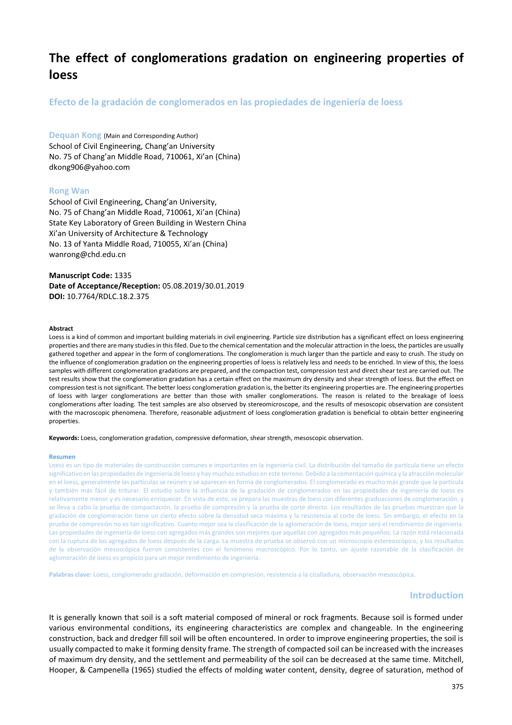 The Effect of Conglomerations Gradation on Engineering Properties of Loess