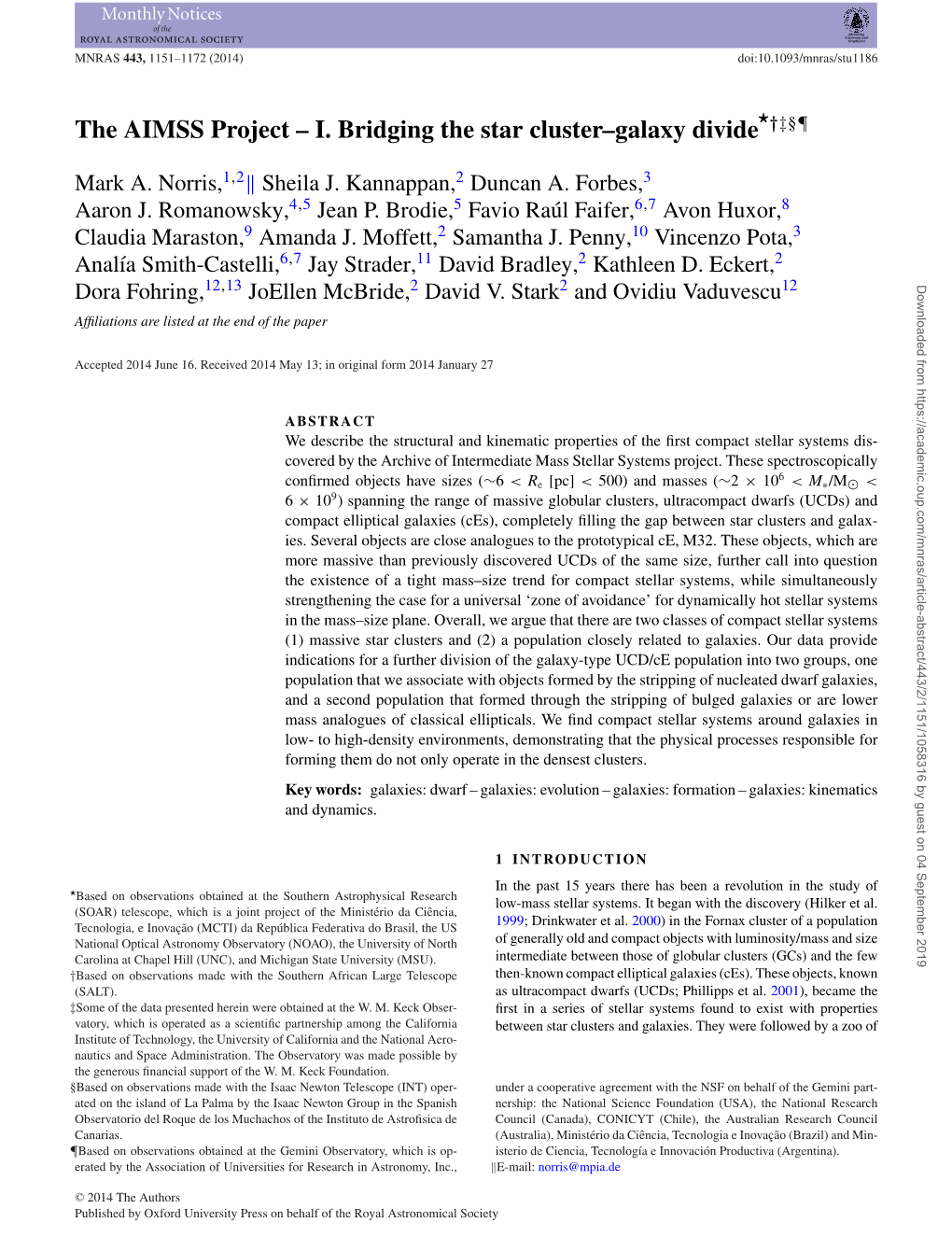 The AIMSS Project – I. Bridging the Star Cluster–Galaxy Divide †‡§¶