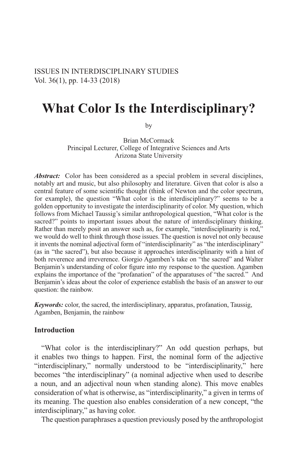 What Color Is the Interdisciplinary?