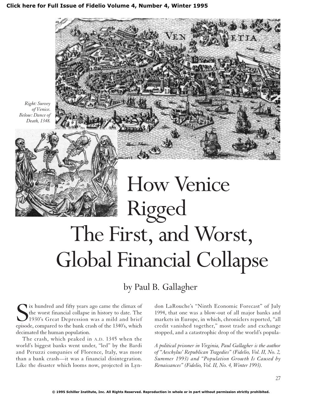 How Venice Rigged the First, and Worst, Global Financial Collapse by Paul B