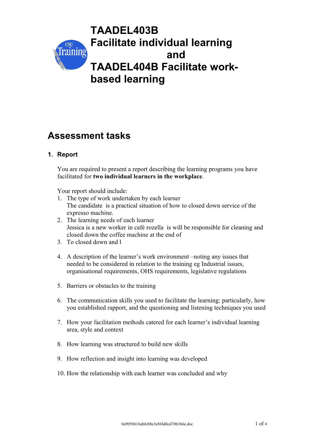 Assessment Tasks