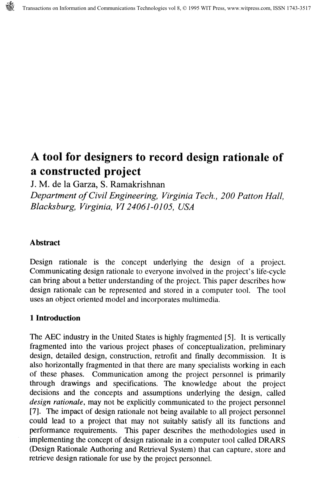 A Tool for Designers to Record Design Rationale of a Constructed Project