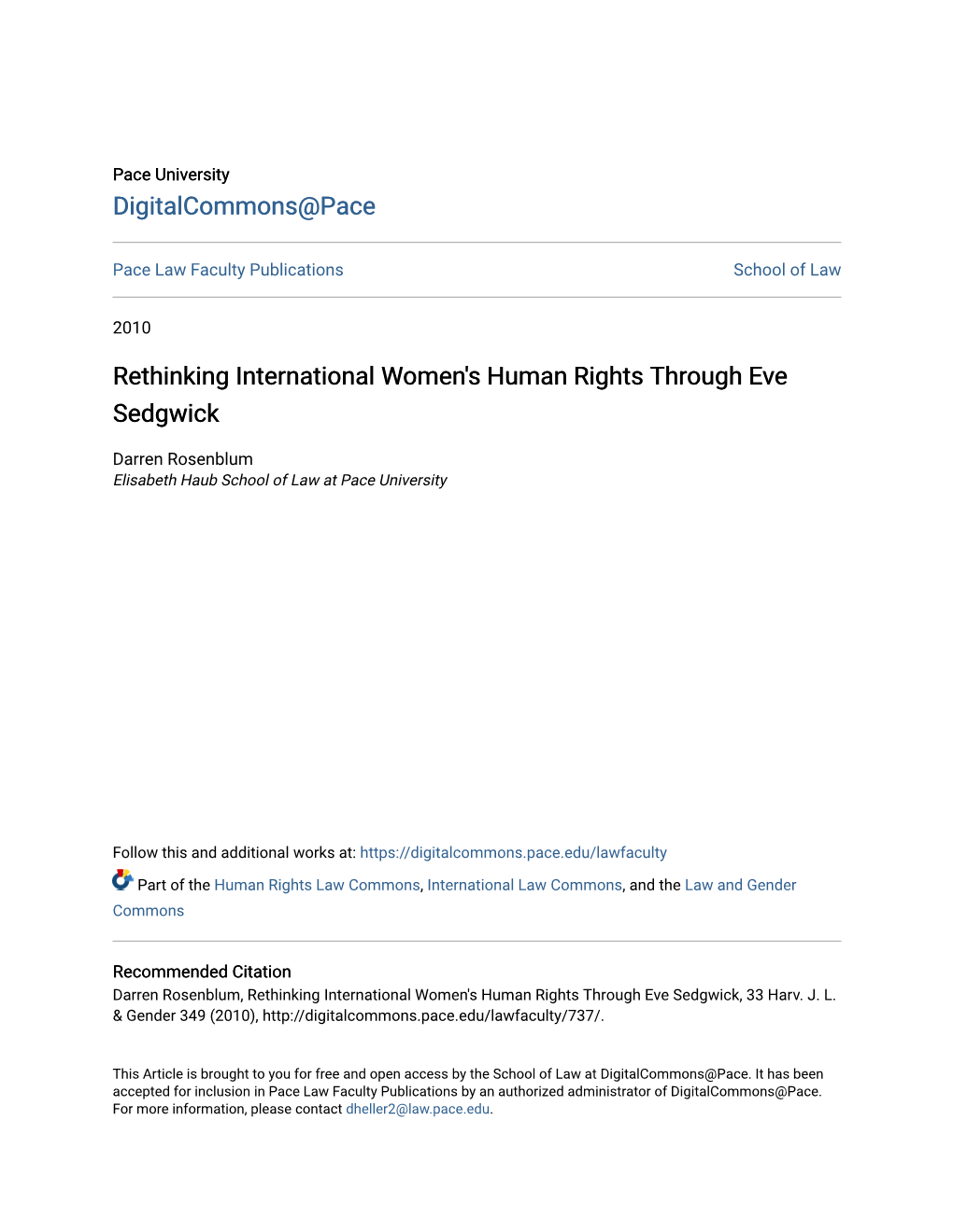 Rethinking International Women's Human Rights Through Eve Sedgwick