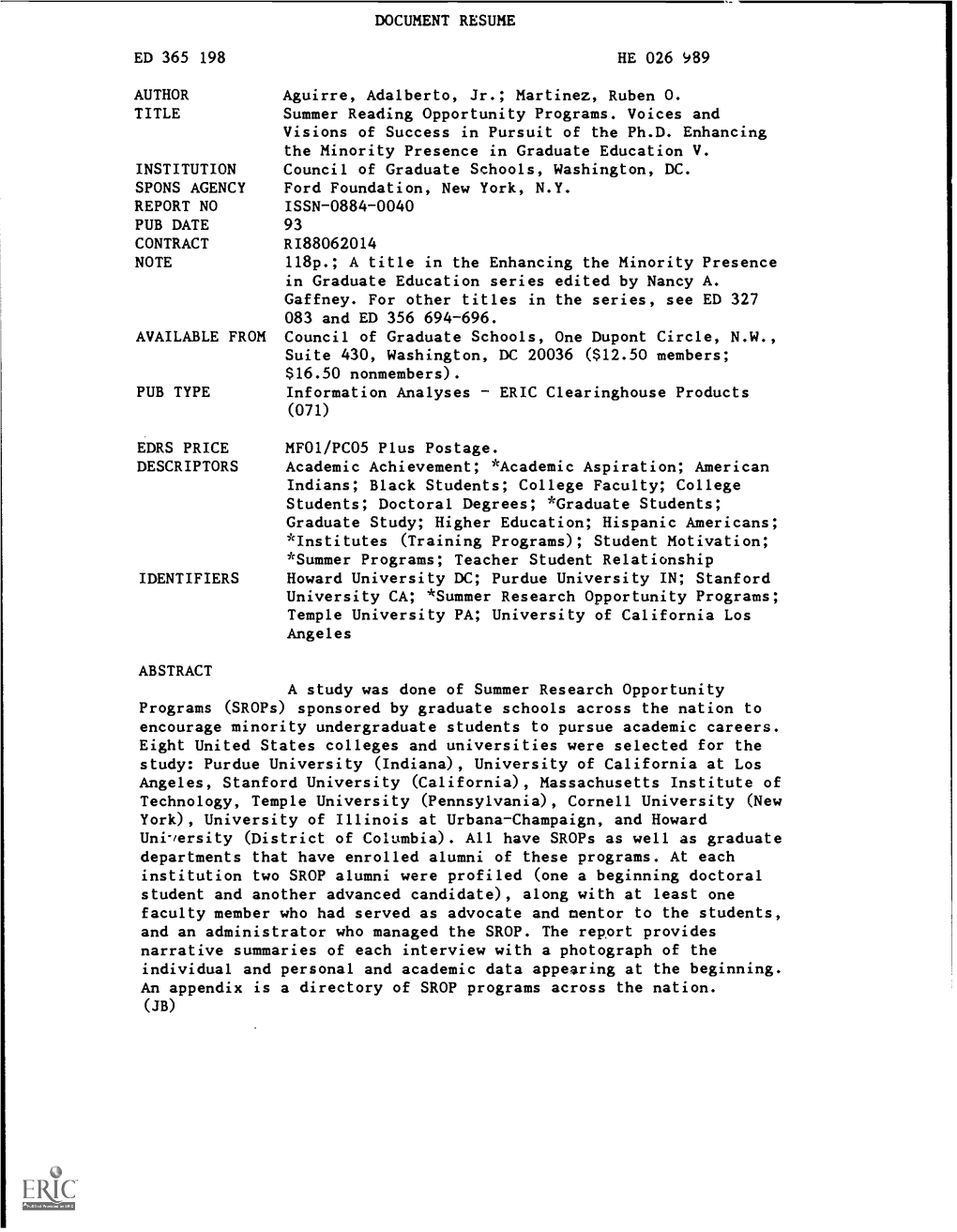 DOCUMENT RESUME Howard University DC