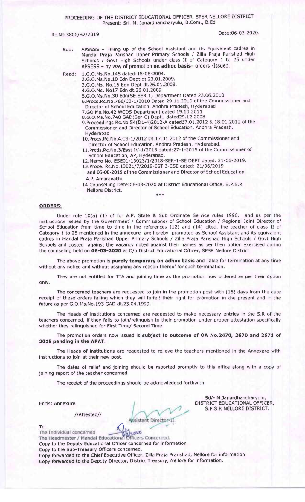 Receipt of These Orders Failing Which They Will Forfeit Their Right for Promotion in the Present and in the Future As Per G.O.Ms.No.193 GAD Dt.23.04.1999