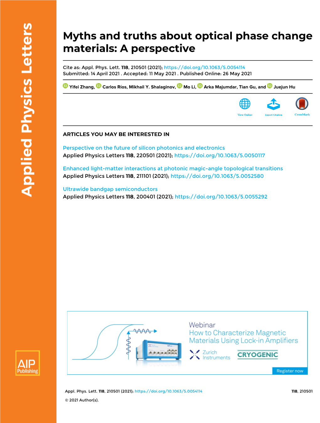 Myths and Truths About Optical Phase Change Materials: a Perspective