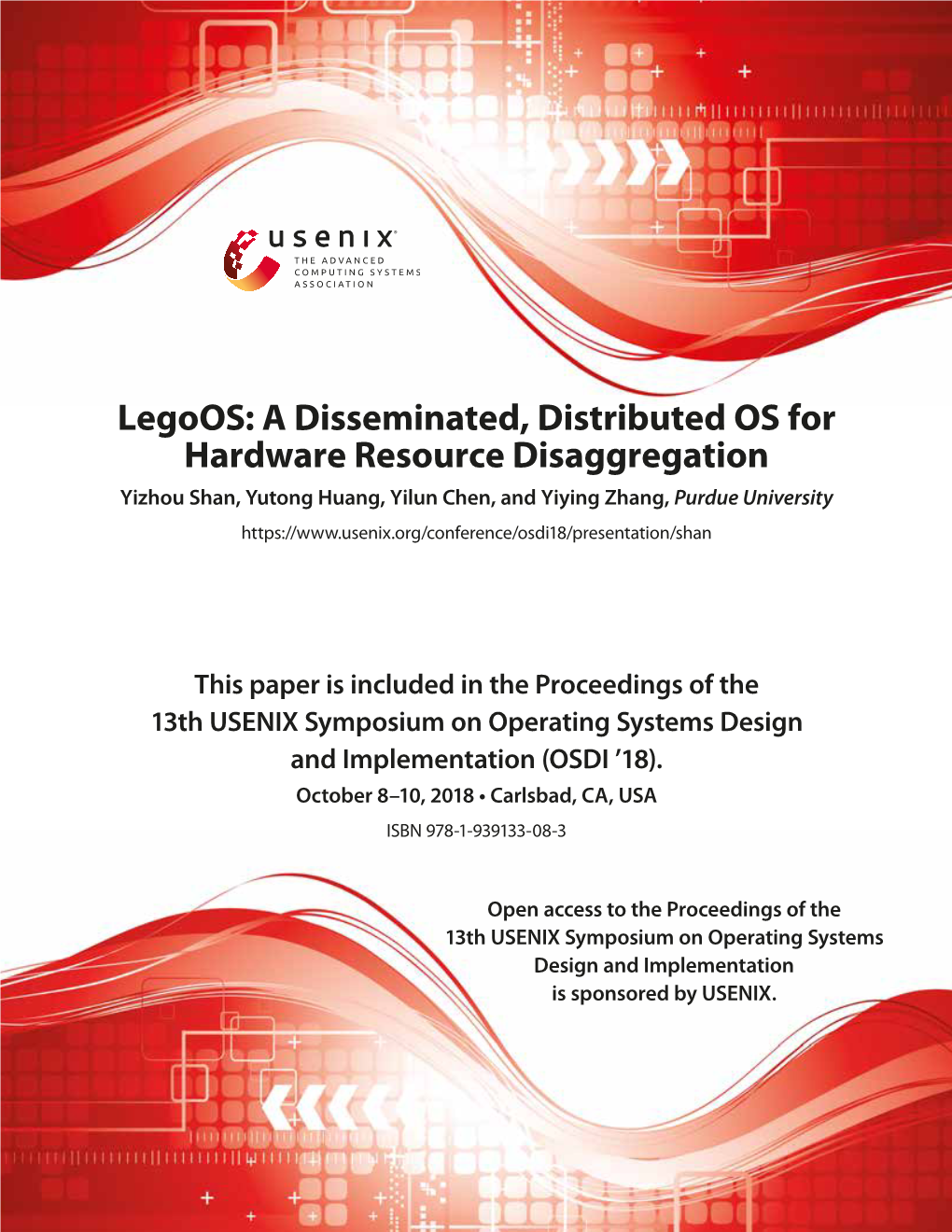 Legoos: a Disseminated, Distributed OS for Hardware Resource
