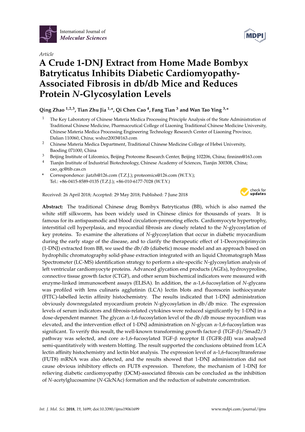 Associated Fibrosis in Db/Db Mice and Reduces Protein N-Glycosylation Levels