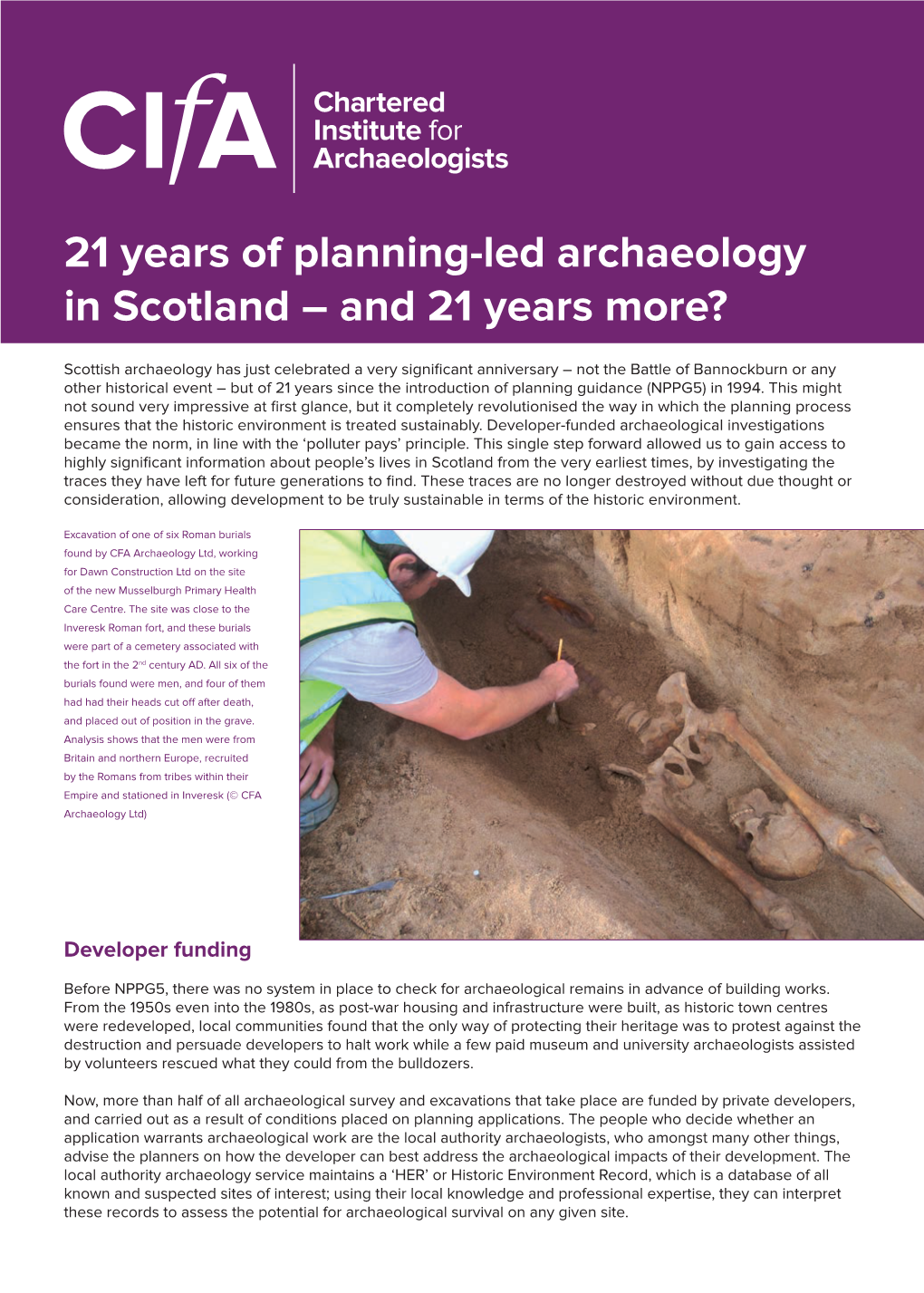 21 Years of Planning-Led Archaeology in Scotland – and 21 Years More?