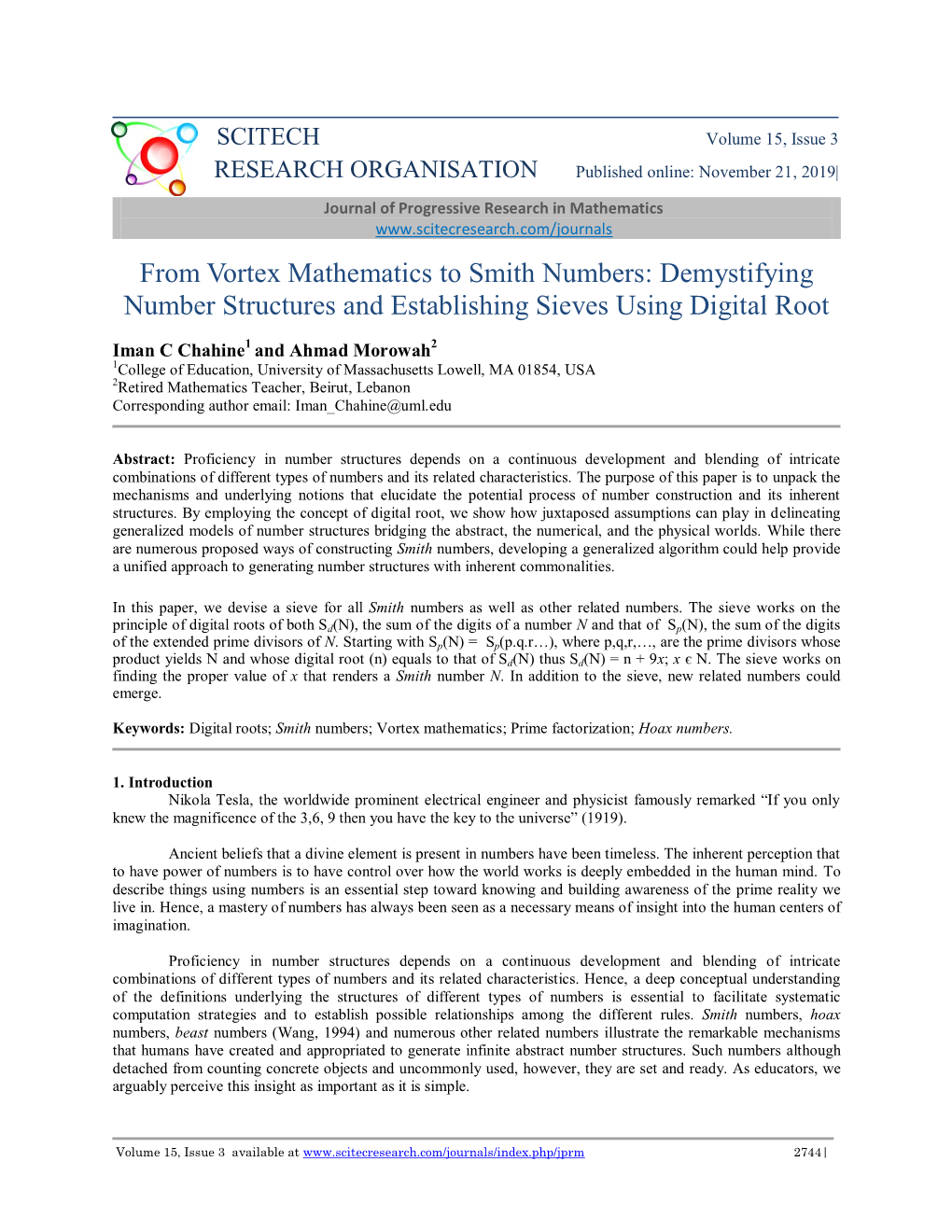 From Vortex Mathematics to Smith Numbers: Demystifying Number Structures and Establishing Sieves Using Digital Root