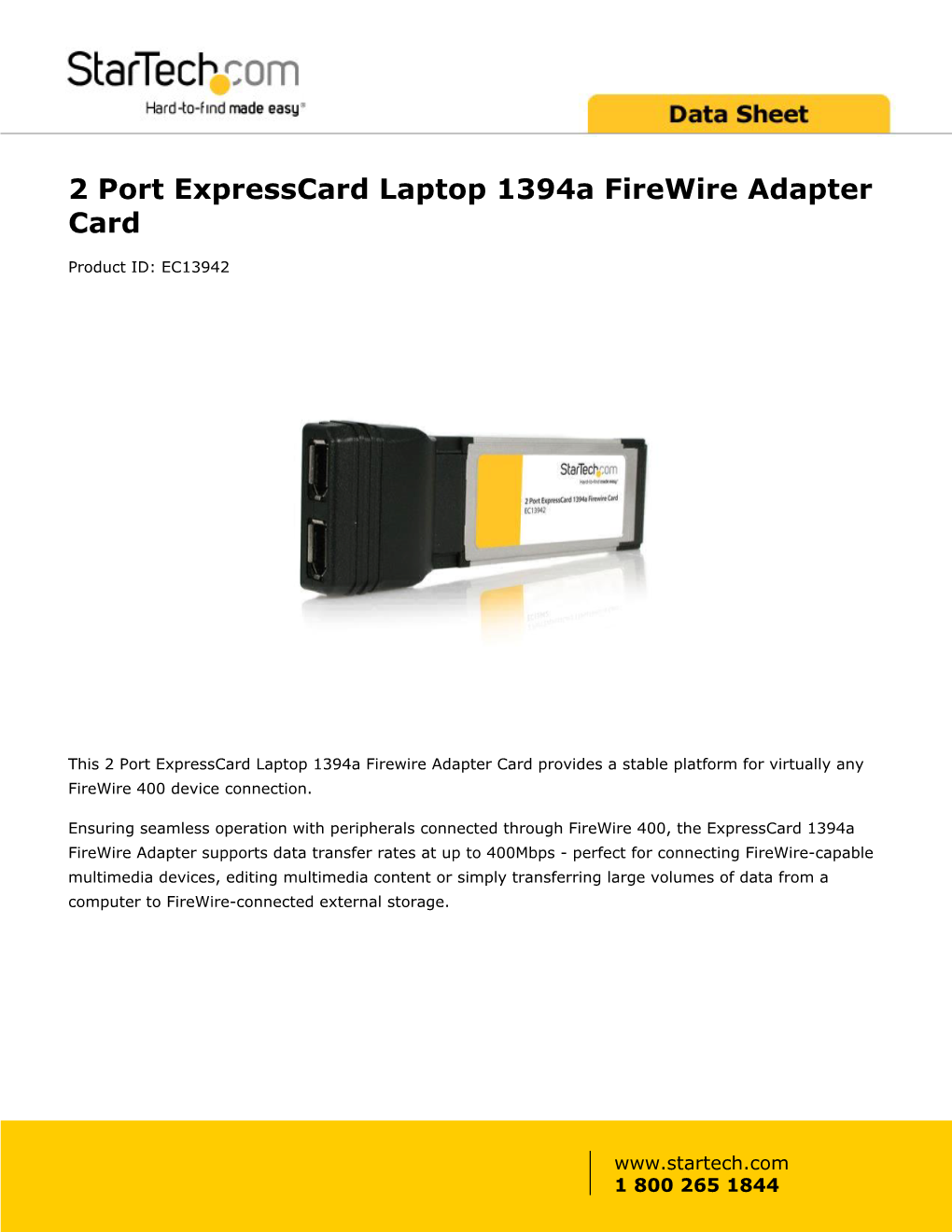 2 Port Expresscard Laptop 1394A Firewire Adapter Card
