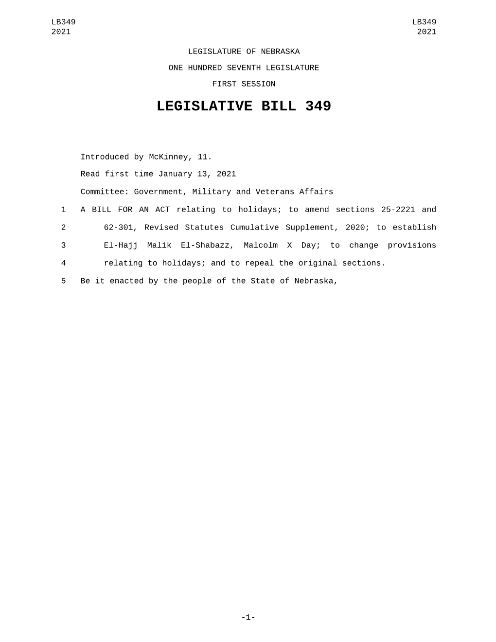 Legislative Bill 349