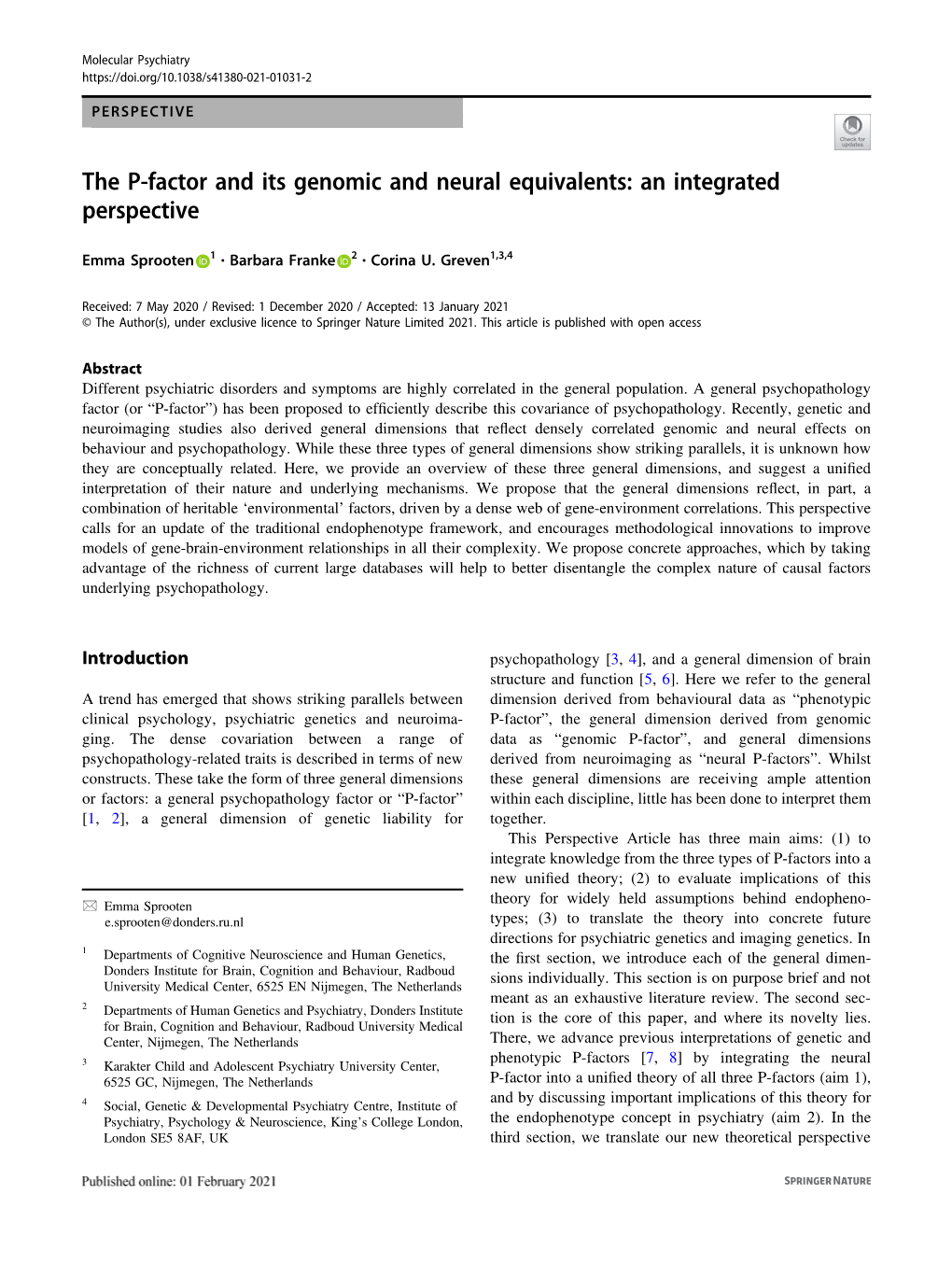 The P-Factor and Its Genomic and Neural Equivalents: an Integrated Perspective