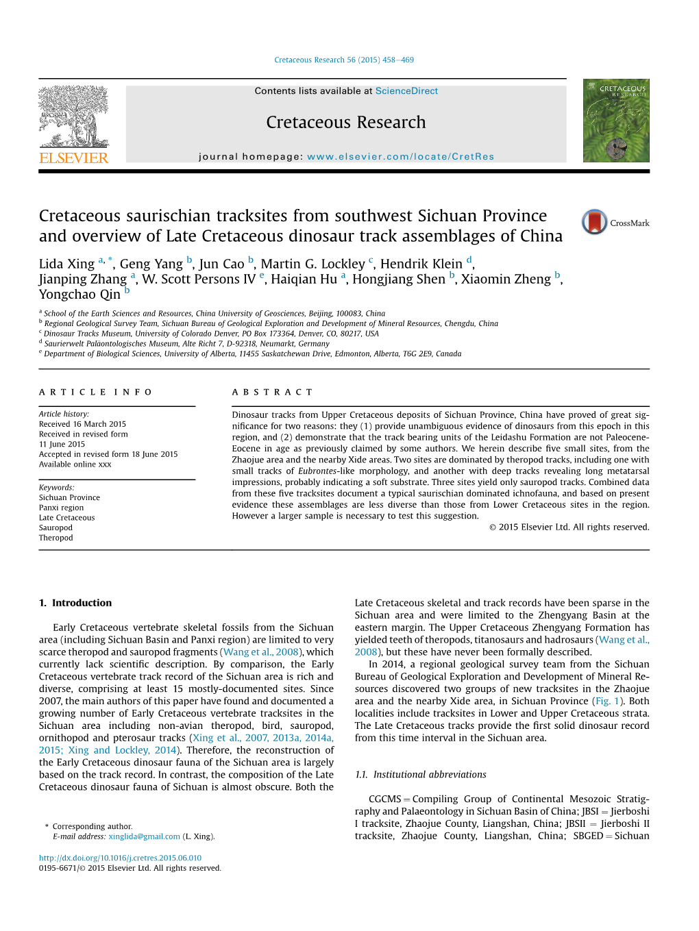 Cretaceous Saurischian Tracksites from Southwest Sichuan Province and Overview of Late Cretaceous Dinosaur Track Assemblages of China