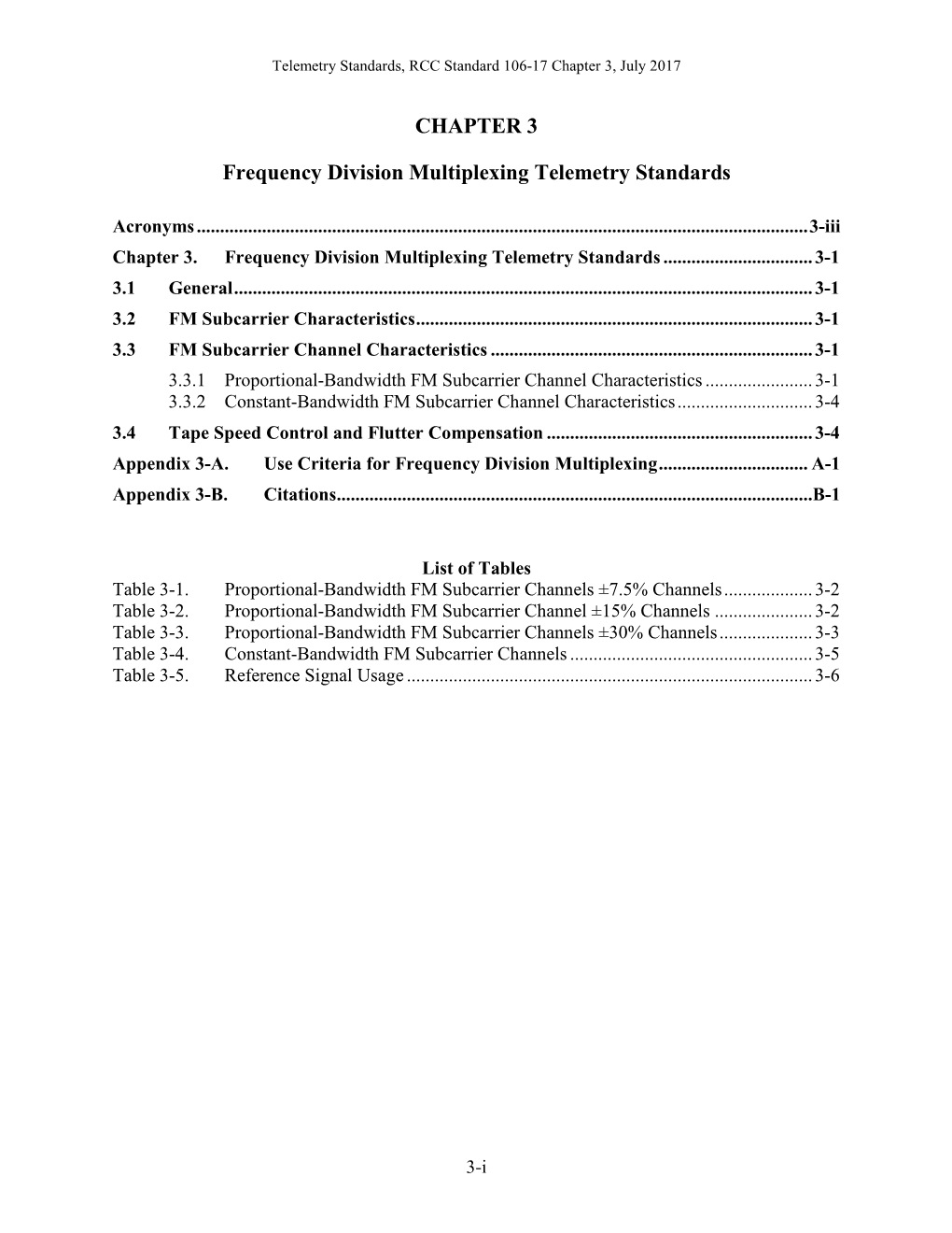 Frequency Division Multiplexing Telemetry Standards