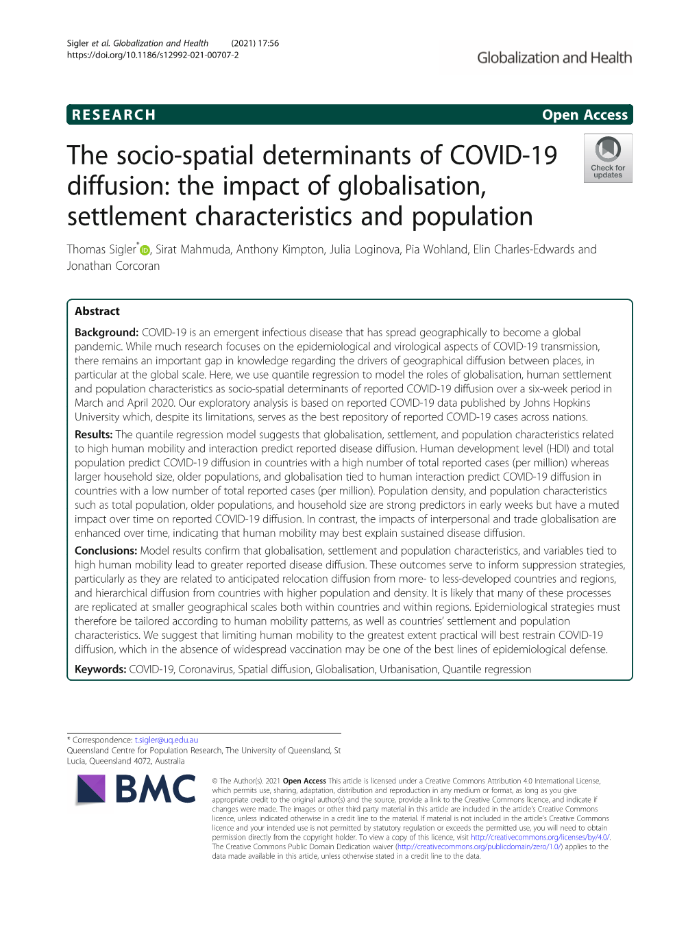 The Socio-Spatial Determinants of COVID-19 Diffusion