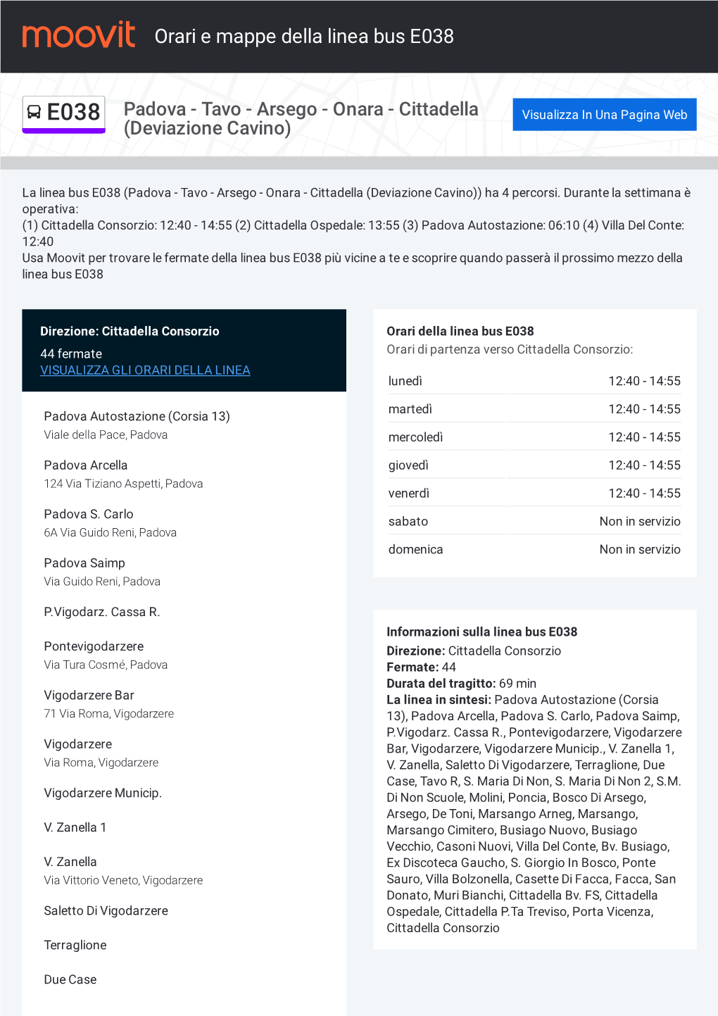 Orari E Percorsi Della Linea Bus E038