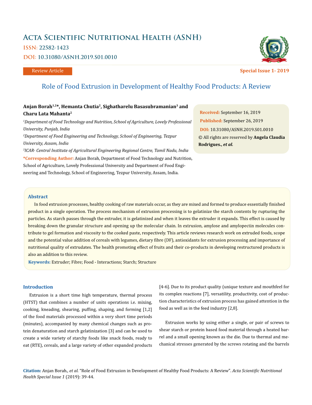 Role of Food Extrusion in Development of Healthy Food Products: a Review