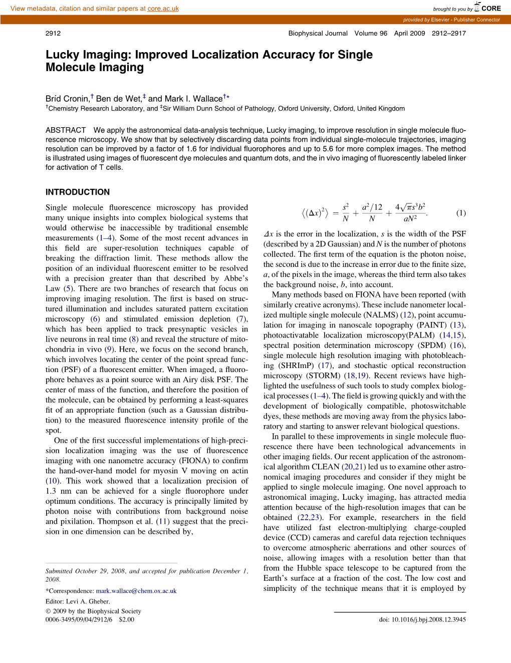 Lucky Imaging: Improved Localization Accuracy for Single Molecule Imaging