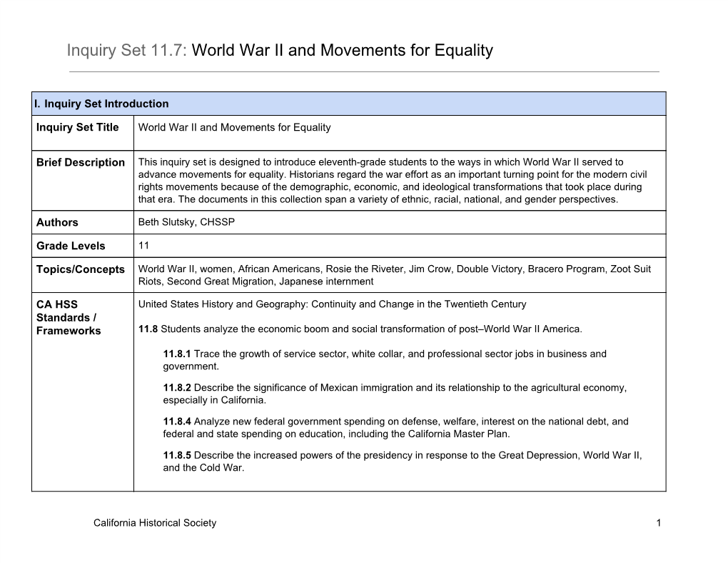 World War II and Movements for Equality ​