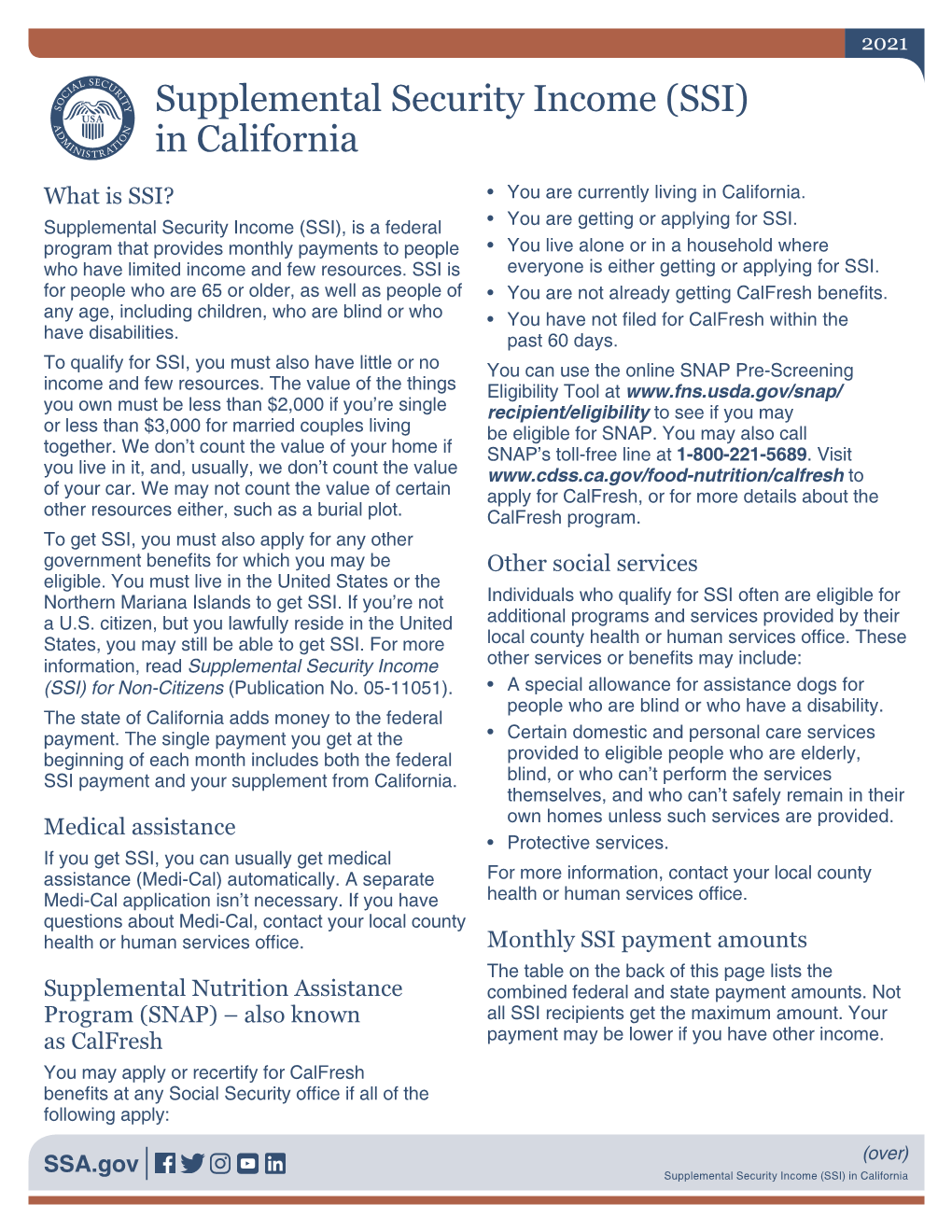 Supplemental Security Income (SSI) in California 2021