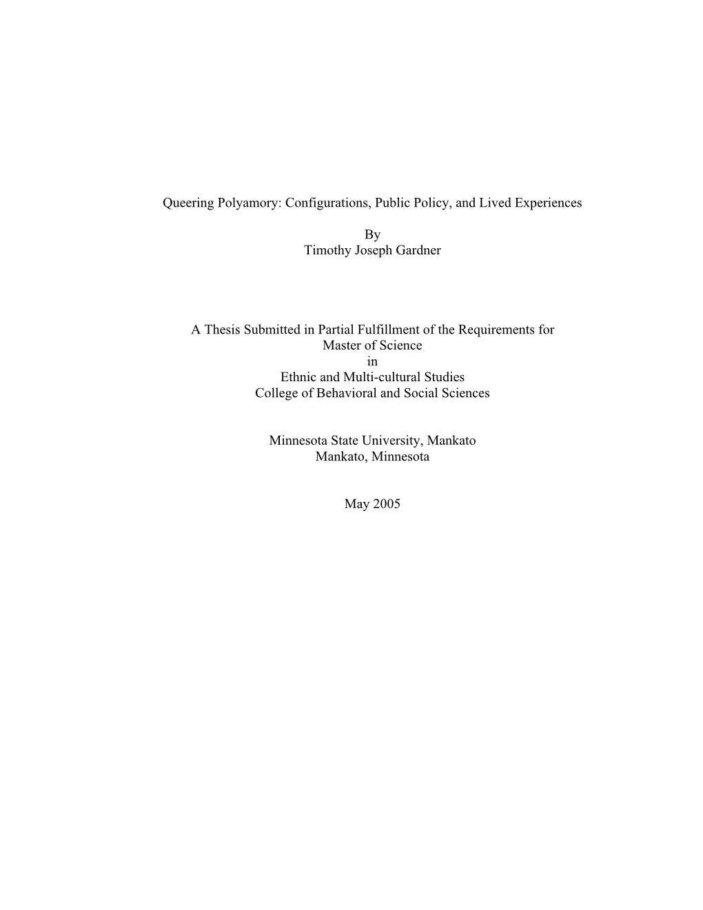 Queering Polyamory: Configurations, Public Policy, and Lived Experiences