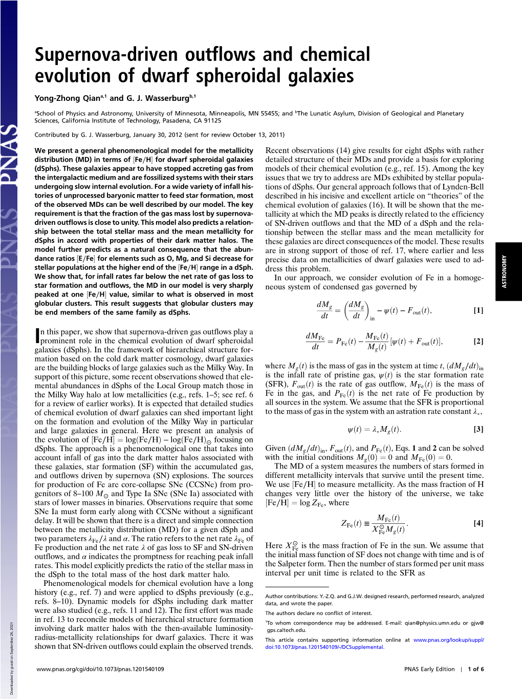 Supernova-Driven Outflows and Chemical Evolution of Dwarf Spheroidal Galaxies