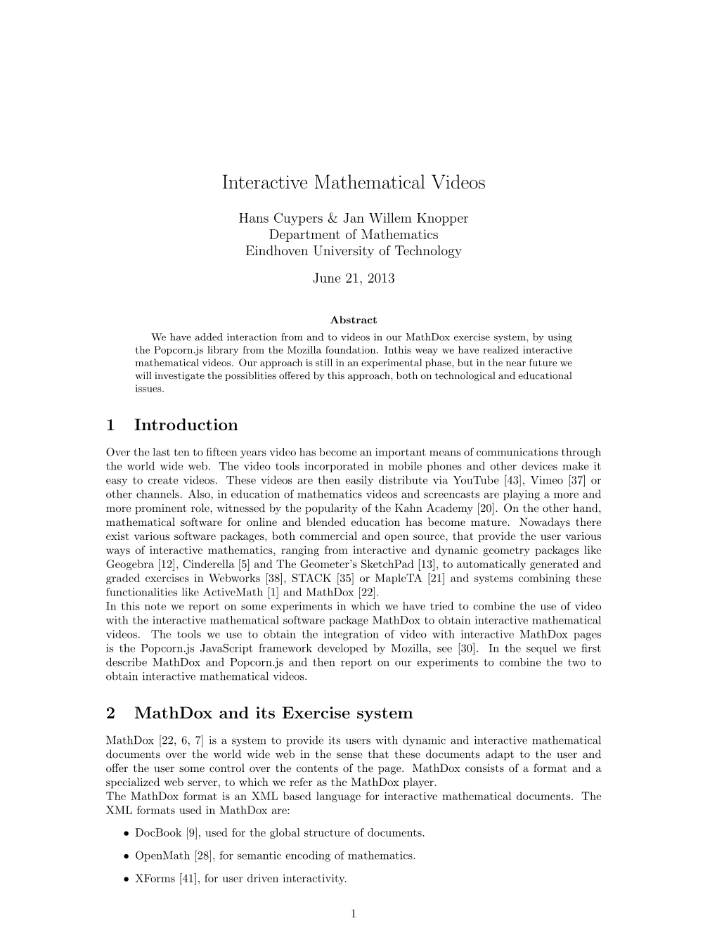 Interactive Mathematical Videos