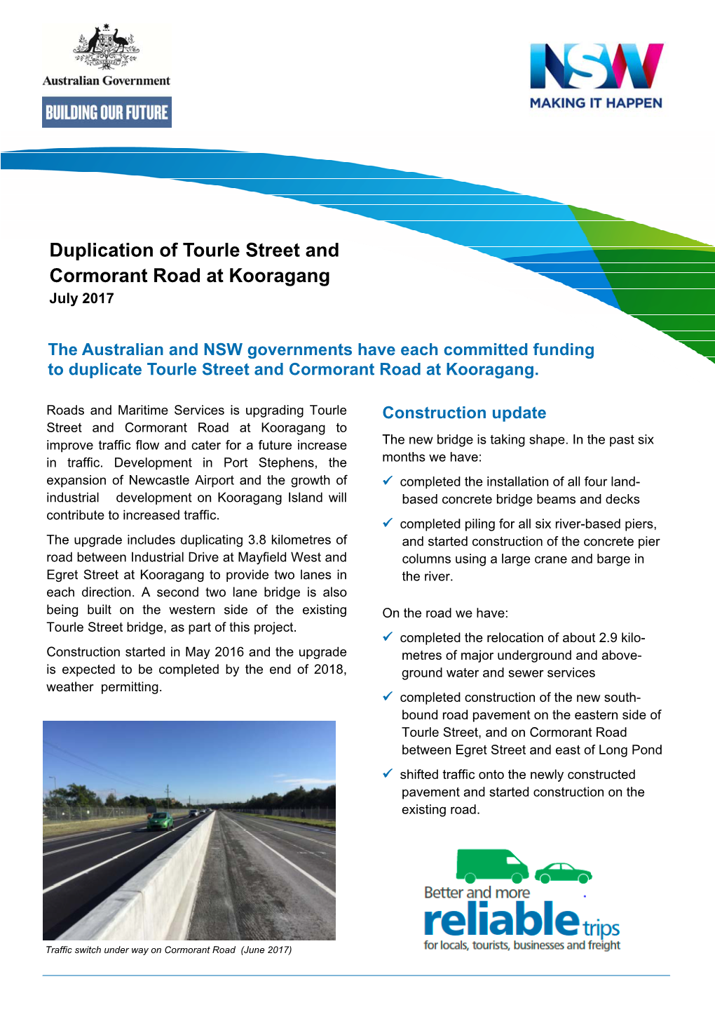 Duplication of Tourle Street and Cormorant Road at Kooragang July 2017