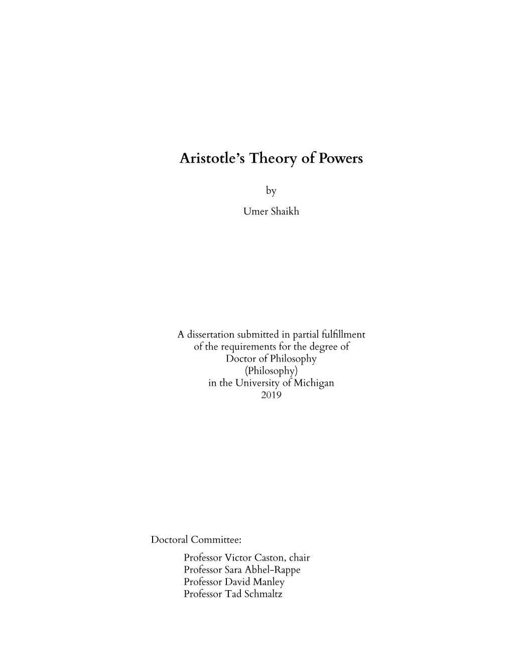 Aristotle's Theory of Powers