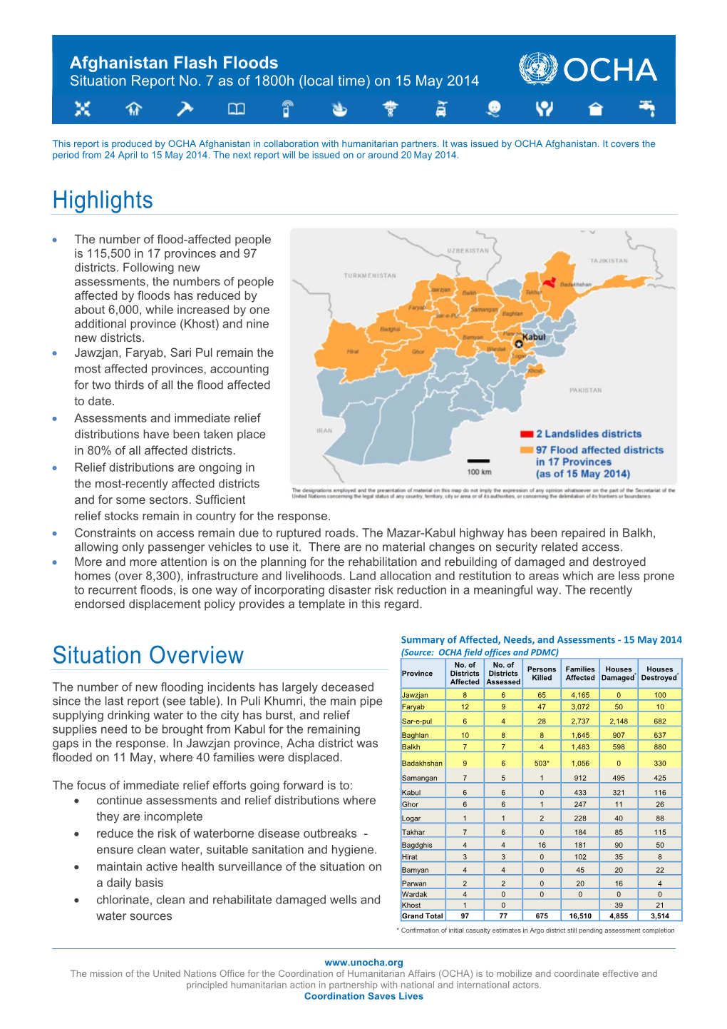 Highlights Situation Overview