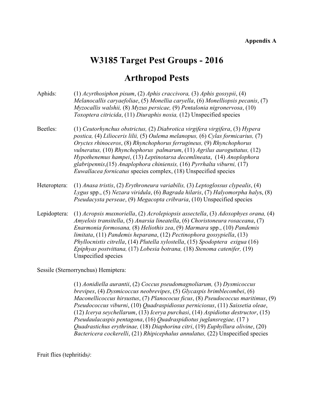 W3185 Target Pest Groups - 2016