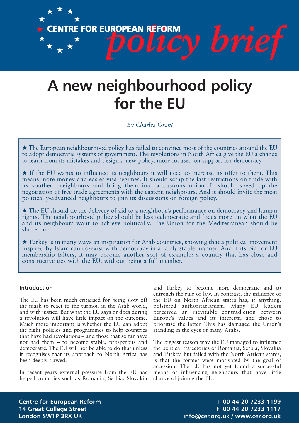 A New Neighbourhood Policy for the EU