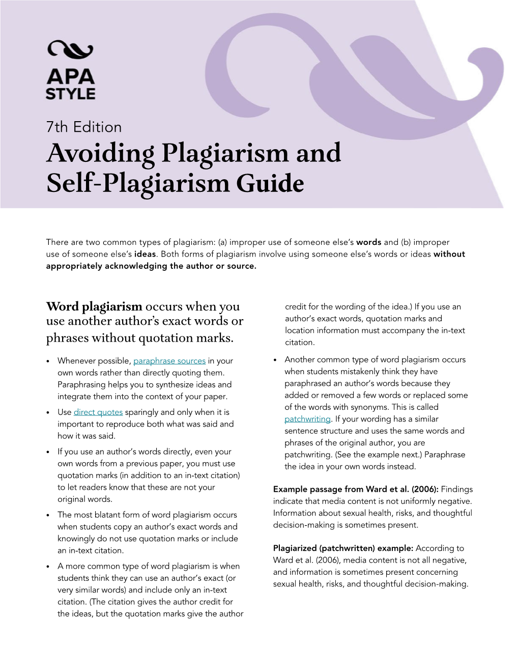 7Th Edition Avoiding Plagiarism and Self-Plagiarism Guide