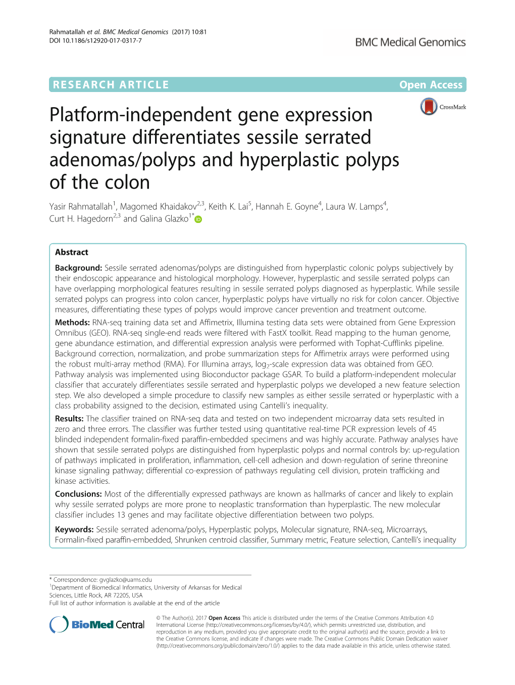Platform-Independent Gene Expression Signature Differentiates
