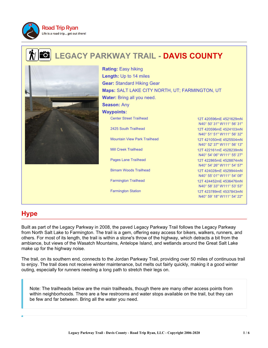 Legacy Parkway Trail - Davis County