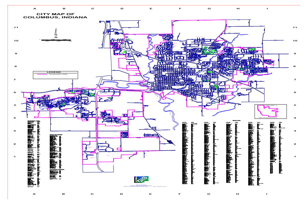 Columbus, Indiana City Map Of