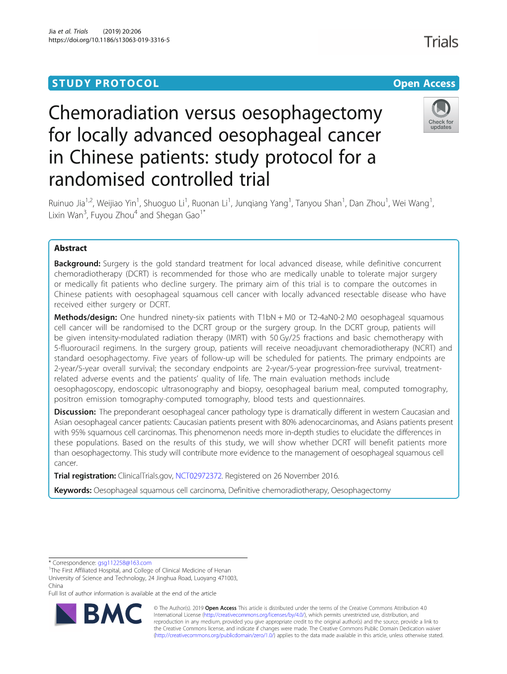 Chemoradiation Versus Oesophagectomy for Locally