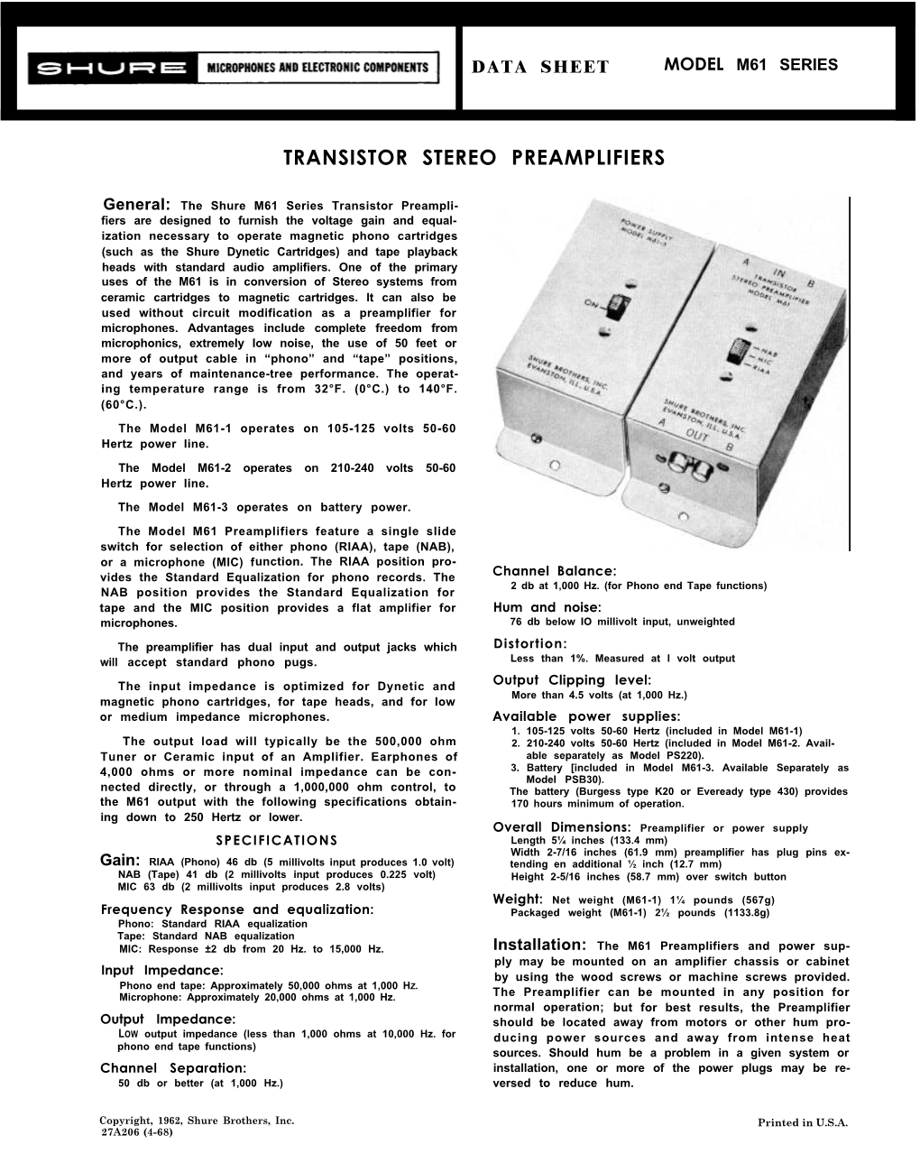 M61 Stereo Preamplifier